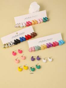 10-50 Pieces/Set Fashion Gold&Dopamine Colored Water Drop Shaped Design Earrings Set, Lightweight Material, Zero Burden, Suitable For Ladies' Daily Dressing - Water Drop Shape - View 3