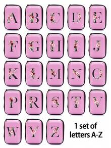 Borsa organizer in EVA con iniziali da A a Z, colore rosa, borsa per conservare cavi dati e linee USB per il viaggio, custodia per l'archiviazione di elettronica come cavi, caricabatterie, cuffie, porta auricolari per festival musicali. Accessori tech portatili e pratici per il viaggio, portafoglio con cerniera per conservare tutto il necessario. Adatto per viaggi, lavoro, scuola, conservazione di caricabatterie e organizzazione dei cavi nella camera da letto.