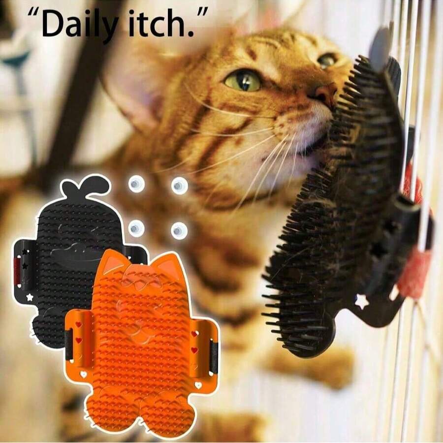 Szczotka do pielęgnacji kotów montowana na ścianie – samoczyszczący, masujący drapak, narzędzie do usuwania sierści i narożny słupek do drapania dla kotów domowych (z kocimiętką)