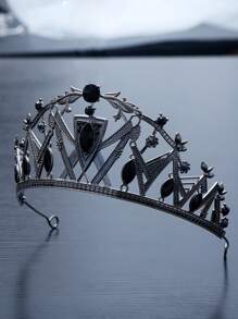 1 buc coroană din metal negru, în stil gotic, încrustată cu pietre prețioase, design superb și misterios, potrivită pentru petreceri tematice, cosplay și alte ocazii