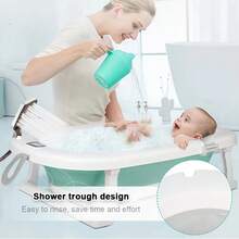 Bañera plegable para bebé con termómetro incorporado y alfombra de baño, bañera para niños con asiento de baño para bebé, bañera para bebé con soporte, regalo de baby shower para niños o niñas, para 0-2 años, varios colores disponibles, golosinas de verano