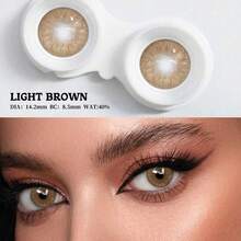 1 Pair Of Brown Lens Contact Lenses, Annual Disposable Cosmetic Lenses, Korean Lenses, Suitable For Daily Dates Or Festivals, Comfortable And Natural Lenses Halloween Costume Cosplay - Brown YC02-3 - View 3