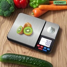 FODWET Dual Platform Digital Kitchen And Food Scale, 11 Pound Capacity And Precision 16oz Capacity, Black With Stainless Steel Weight Grams And Ounces For Cooking, Baking, And Jewelry Weighing (3*AAA Batteries Cluded)