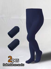 1 件/2 件/3 件女童海军蓝天鹅绒弹力舞蹈紧身裤，舒适的芭蕾紧身裤，适合日常穿着，时尚海军蓝天鹅绒紧身裤，适合所有季节 - 彩色 - 查看 11