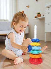 Spinning Stacking Toys, Tworzywo ABS i kolorowy wzór tęczy, Skup się na edukacyjnych i interaktywnych zabawkach do układania w stosy dla dzieci, Spin Toy dla maluchów w wieku 1-3 lat, Zabawki Montessori dla 1-latków, Rainbow Spin Tower, Sensoryczna zabawka edukacyjna dla autystów, Sensoryczne i edukacyjne zabawki dla maluchów dla chłopców i dziewczynek, Nadaje się na prezenty dla chłopców i dziewczynek
