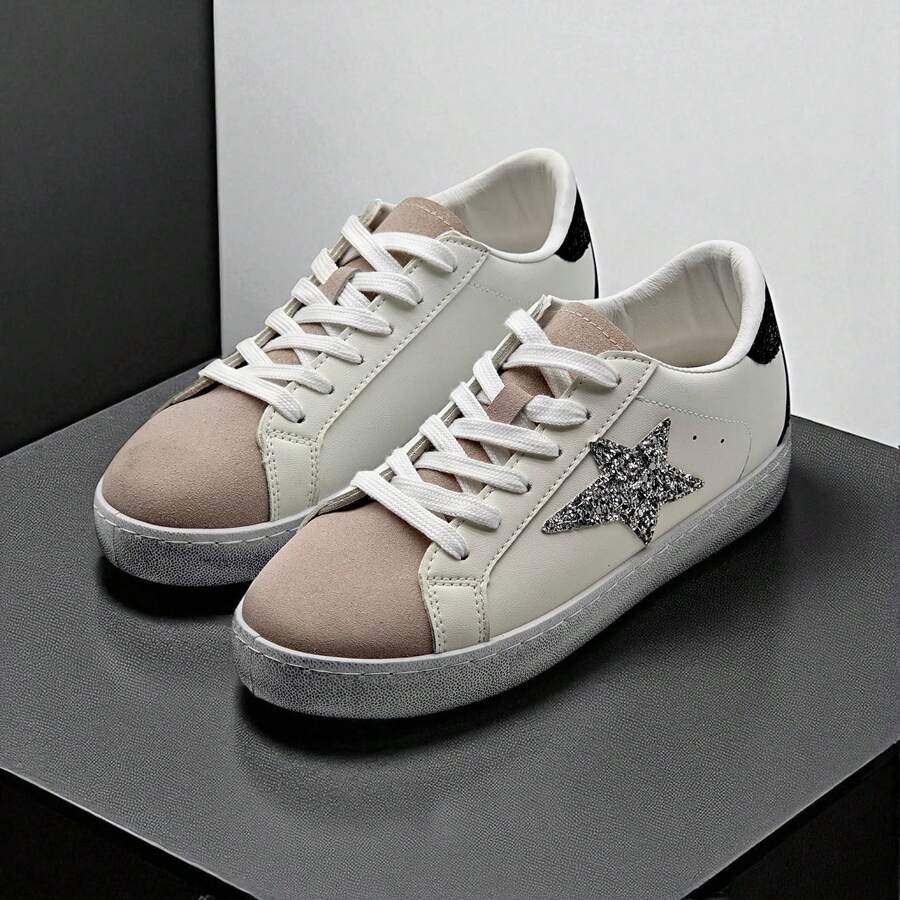 Emilie Shoes, Women's Fashion Sneakers, Low-Cut Casual Footwear, Multiple Colors With Colorful Stars, Comfortable And Stylish Footwear, ✅ 24/72h Delivery To Spain (Peninsula) Casual Knotted - 黑色 - 查看 1