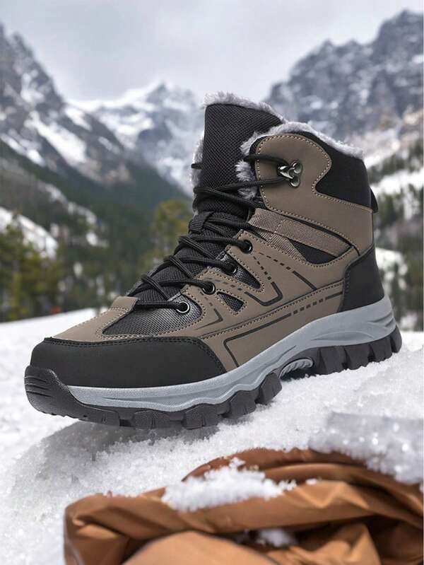 Men's High-Top Snow Boots, Super Warm Outdoor Wear-Resistant Anti-Slip Waterproof Hiking Shoes, Men's High-Quality Brand Original Fashion Casual Trekking Shoes, Size 39-48