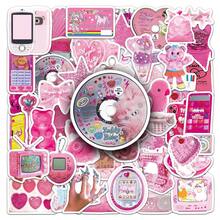 50pcs Pink Y2K Stickers, Suitable For Laptop, Water Bottle, Fridge, Books, Luggage, Desk, Helmet, Skateboard, Guitar, Scrapbook, DIY Box, Packaging Labels, Party Decorations - Multicolor - View 6