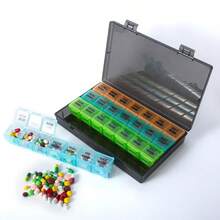 1 Monat 30 Tage Pillenorganizer Box, tragbare Medikamenten-Erinnerungspillenbox mit Fächern für die tägliche Dosis - Verschiedenfarbig - Übersicht 9