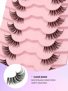 7 Pairs Asiteo Natural Half-Eye False Eyelashes, Transparent Lash Band, More Realistic, Easy To Use, Suitable For Daily Wear - Half Eyelashes - View 3
