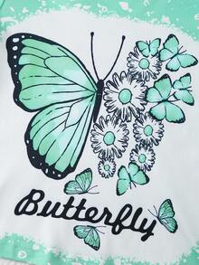 6pcs Girls' Comfortable Cute Cartoon Western Cowboy Floral Leopard Butterfly "LOVE" Letter Positioning Printing Round Neck Short-Sleeved T-Shirt Full Print Flared Trousers 6 Pieces Three Sets Of Outdoor Wear Casual Combination