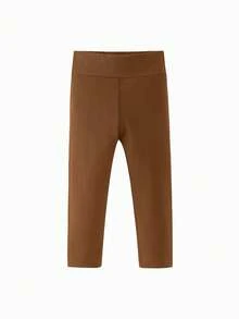 mini bala Young Girl Soft & Stretchy Sports Leggings - Walnut Brown - View 1