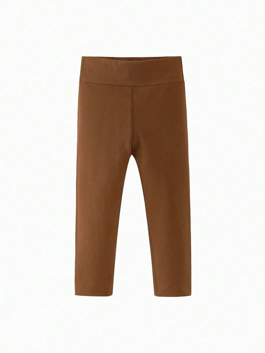 mini bala Young Girl Soft & Stretchy Sports Leggings - Walnut Brown - View 1