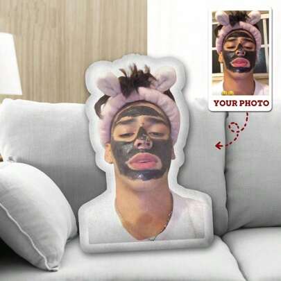 1pc Custom 3D Printed Photo Pillow, 100% Polyester Cover, 100% Polypropylene Filling, Hand Washable, Multipurpose, Digital Printing In Various Sizes - Ideal For Christmas And Halloween Gifts, Custom Human Shaped Pillow, Unique Personalized Face Design Suitable For Birthday, Holiday, Anniversary, Home Decor, Living Room, Bedroom, Valentine's Day, Wedding Decor, Halloween, Christmas, Thanksgiving, Reusable, Ornamental, Exquisite, Adorable, Cute, Funny, Custom, Personalized, Customized, For Anniversaries, For Birthdays, Teenager Dolls & Stuffed Collections