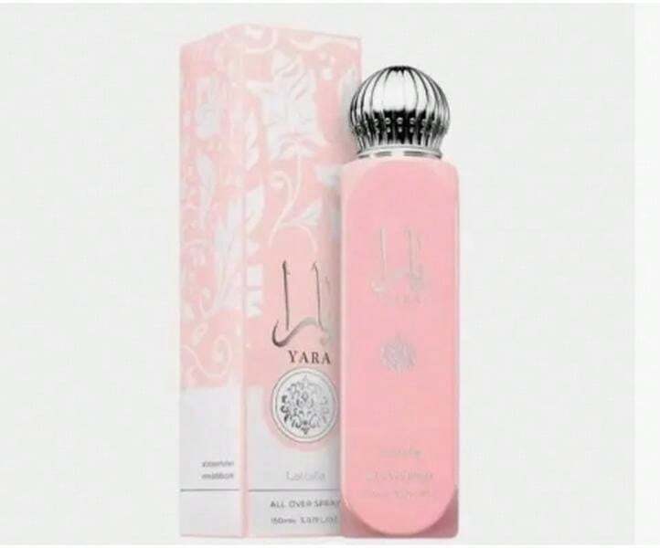 Lattafa Profumo da donna - Spray corpo e capelli YARA rosa LATTAFA 150ML, Nuovo formato originale, Fragranza dolce femminile, vaniglia, Spray corpo e capelli NUOVO 150ML