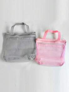 1 件婴儿洗浴用品收纳袋，婴儿洗漱用品收纳袋，便携式手持式，浴室配件收纳袋，简约网眼洗漱包，大容量手持式，旅行浴室用品收纳袋 - 彩色 - 查看 8