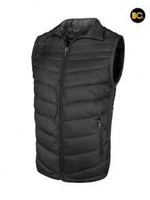 Big City Chaleco acolchado para hombre con cierre frontal y bolsillos laterales, abrigo ligero tipo puffer casual moderno para clima frío, - Gris Oscuro - Ver 8