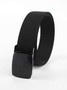 1pc Nylon Glossy Pressed Buckle Belt, Vintage Nylon Canvas Belt Youth Casual Belt, Tactical Outdoor Sports Back To School Men's Good Recommended Pants Belt, Durable Waist Belt Business Casual Weave Personalized Fashion Casual Young Personalized Men's Belt