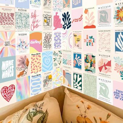 50 pezzi/Set Cartoline pastello danesi, decorazioni per la stanza da letto in stile pastello danese, quadri da parete di Matisse, collage da muro prep