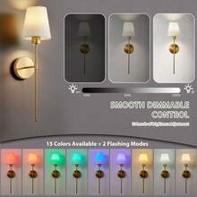 RGB Rechargeable Wall Sconces Set Of 2 – 13-Color Wireless LED Lights With Remote Control, Dimmable & Easy To Install For Bedroom, Living Room, Hallway - màu đen - Xem 2