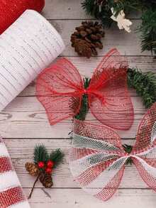 1pc Christmas Ribbons, Red And Gold, Suitable For Home, Wedding, Christmas Tree, New Year's, Winter Flower Garlands, DIY Gift Packaging, Flower Garlands, Stairs, Dining Table, Fireplace, Holiday Decoration, Craft, Suitable For Christmas