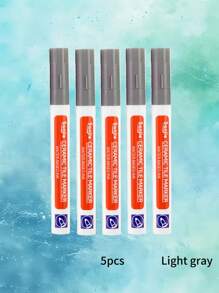 5 件装瓷砖标记填缝笔墙缝笔用于瓷砖地板浴室接缝修复返校防水瓷砖填缝笔，白色瓷砖修补笔防霉填缝美化剂地砖接缝清洁笔，易于使用的凝胶腻子笔用于浴室厨房瓷砖，返校学校家庭办公用品防水填缝修复笔