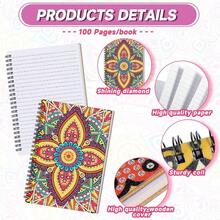 6 Pack 5d DIY Diamond Art Kits For Adults Beginner A5 Leather Mandala Diamond Painting Spiral Notebook Gift Mandala Art Cover Notepad Sketchbook Journal Crafts Acssories With Tool - Multicolor - View 3