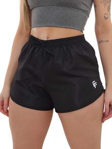 TacTel Women's Shorts From P To Plus Size For Gym Fitness Walking - Đen phẳng - Xem 2