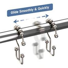 TitanKer Shower Curtain Hooks Rings, Rust Resistant Metal Double Glide Shower Hooks For Bathroom Shower Rods Curtains, Set Of 12 Hooks - Nickel - Nickel - View 3