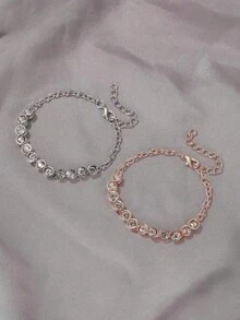 1 件青少年时尚个性手链气质简约锆石手饰品节日礼物配饰