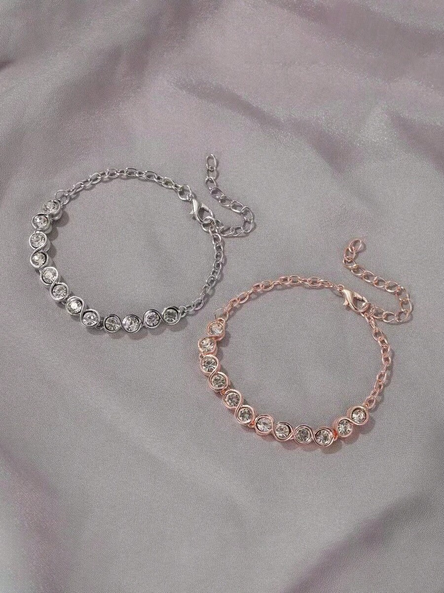 1 件青少年时尚个性手链气质简约锆石手饰品节日礼物配饰