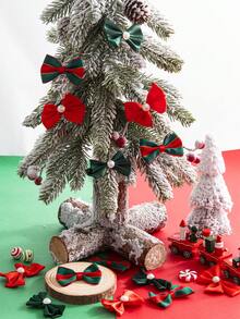 10/20/30 piezas Mini Lazos Navideños, Pequeños Lazos Rojos y Verdes Hechos a Mano para Decoraciones de Árbol de Navidad, Manualidades DIY, Suministros para Decoración de Navidad, Acción de Gracias, Boda y Fiesta