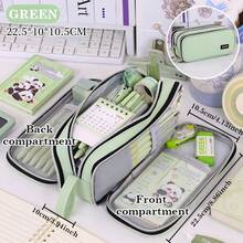 1PC/2PCS 多隔层简约女孩文具盒 - 多功能考试铅笔盒，适合学校使用（高美学设计） - 彩色 - 查看 18