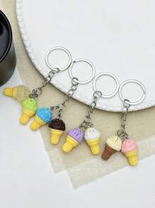 1pc/3pcs/5pcs Creative Cute Ice Cream Keychain, Minimalist Resin Keyring, Car Key Chain, Bag Pendant, Gift For Valentine's Day, Family, Kids, Best Friend Birthday - Multicolor - View 2