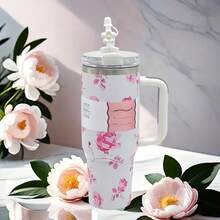 40盎司不锈钢带手柄玻璃杯，双层真空隔热旅行杯，优质多色饮料容器便携式水瓶，适合户外露营、徒步旅行、驾驶、旅行 - 彩色 - 查看 8