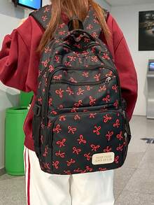 3 件套休闲多功能女士返校背包套装，柔软可爱的日式花卉背包，休闲时尚花卉蝴蝶结套装，多功能背包套装，大容量书包套装，斜挎包，非常适合女士/学生/毕业生，适合日常使用、外出、旅行、学校和返校，时尚学校背包带铅笔盒，可爱蝴蝶结背包 - 彩色 - 查看 10