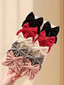 16件套仿珍珠蝴蝶结发夹套装 - 适合女孩和女士，精心制作的蝴蝶结纹理，搭配闪亮的仿珍珠元素，优雅精致。无论是日常出行、购物约会还是派对聚会，一个简单的发夹就能瞬间提升您的时尚感和精致度。可爱配饰、发饰、头饰、发夹 - 彩色 - 查看 7