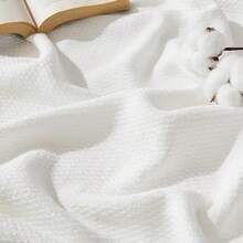 % Cotton Twin XL Size Bed Blanket - Breathable, Lightweight, Soft Cozy Herringbone Woven Summer Blanket College Dorm, White, 66x90 Inches - 10 - 白色 - 查看 6