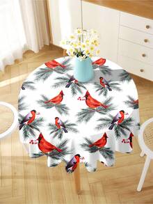 1pc Christmas Series Printed Tablecloth, Modern Polyester Rectangular/Round Waterproof Tablecloth, Digital Printing Suitable For Living Room, Outdoor Dining Table, Small Round Table - Black and White - View 8