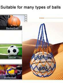 Przenośna, wisząca torba do przechowywania piłek sportowych | Siatkowa torba do koszykówki, Siatkowa torba do siatkówki/piłki nożnej | Torba do przechowywania jednej piłki, Duża siatkowa torba, Pogrubiona siatkowa torba do przechowywania piłek do koszykówki/piłki nożnej/siatkówki, Tkana torba tenisowa, odpowiednia na siłownię, w podróż, na kampus, jako prezent na powrót do szkoły, na trening, Wielofunkcyjny nylonowy dodatek (dostępny w wielu kolorach, styl boho)