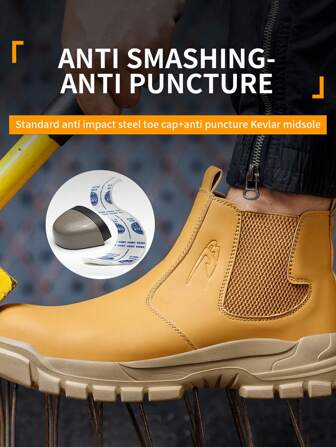 Dian Sen 圣诞礼物 男女通用高帮安全鞋，轻便钢头工作靴，轻便钢头安全鞋 男士工作运动鞋 旋转纽扣 易穿脱工作安全靴 透气运动工作鞋 男士靴子