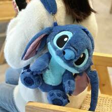 Disney 1pc Disney Official Authorized Stitch Fashion Large Capacity Plush Backpack, Cute Figurine Shoulder/Crossbody Bag, Suitable For Holiday/Birthday Gift, Back To School