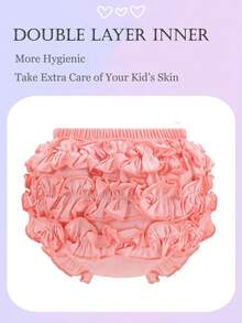 ORINERY 4-Pack Cotton Baby Underwear Kawaii Ruffle Bloomers For Kids Solid Breathable Panties Toddler Girls Soft Undies Multicolor Assorted Briefs Vibrant Colors Diaper Covers Photography Summer Dresses Children's Clothes - KL736B - 查看 6