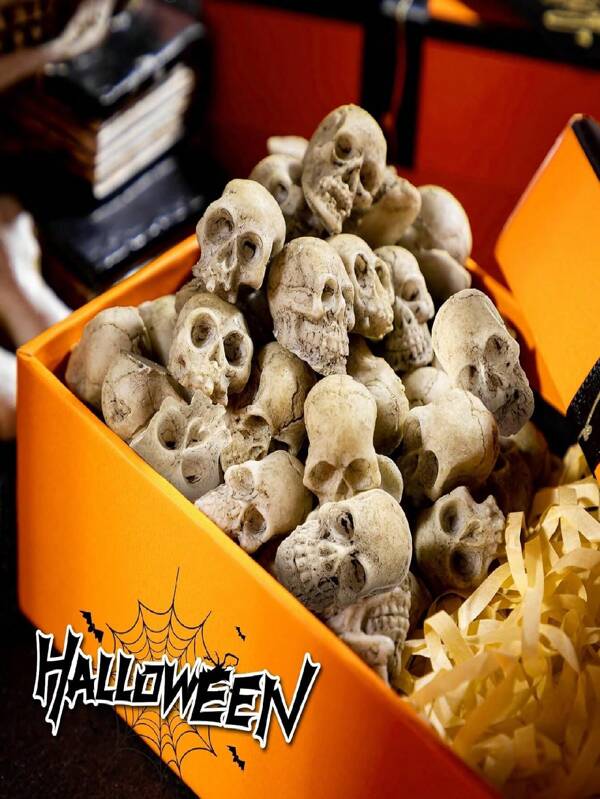 10/20PCS Mini Skull Sculpture, Outdoor Small Skull Statue, Suitable For Indoor And Outdoor Potted Plant Decoration, Flowerpot Filling Decoration, Home Desktop Decoration, Halloween Horror Party Atmosphere Decoration, Outdoor Garden Decoration.