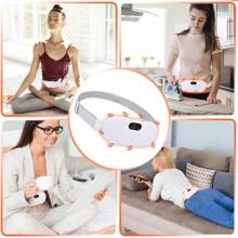 Almohadilla térmica menstrual, almohadilla térmica para ciclos menstruales para calambres, cinturón eléctrico menstrual femenino, compresa caliente, calentamiento, uso doméstico, masajeador vibratorio para la cintura, modelo recargable, almohadilla térmica para el estómago, opción perfecta para regalos del Día de San Valentín Almohadilla térmica de masaje para el estómago para damas y niñas para aliviar el dolor