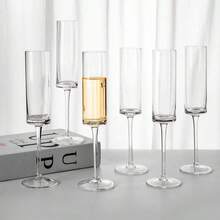 6盎司亚克力香槟杯，1/2/4/6/12件套，长柄设计 - 适用于起泡酒、婚礼、周年纪念、派对、生日、海滩、户外等各种场合，也可作为可重复使用的慕斯杯。 - 彩色 - 查看 1