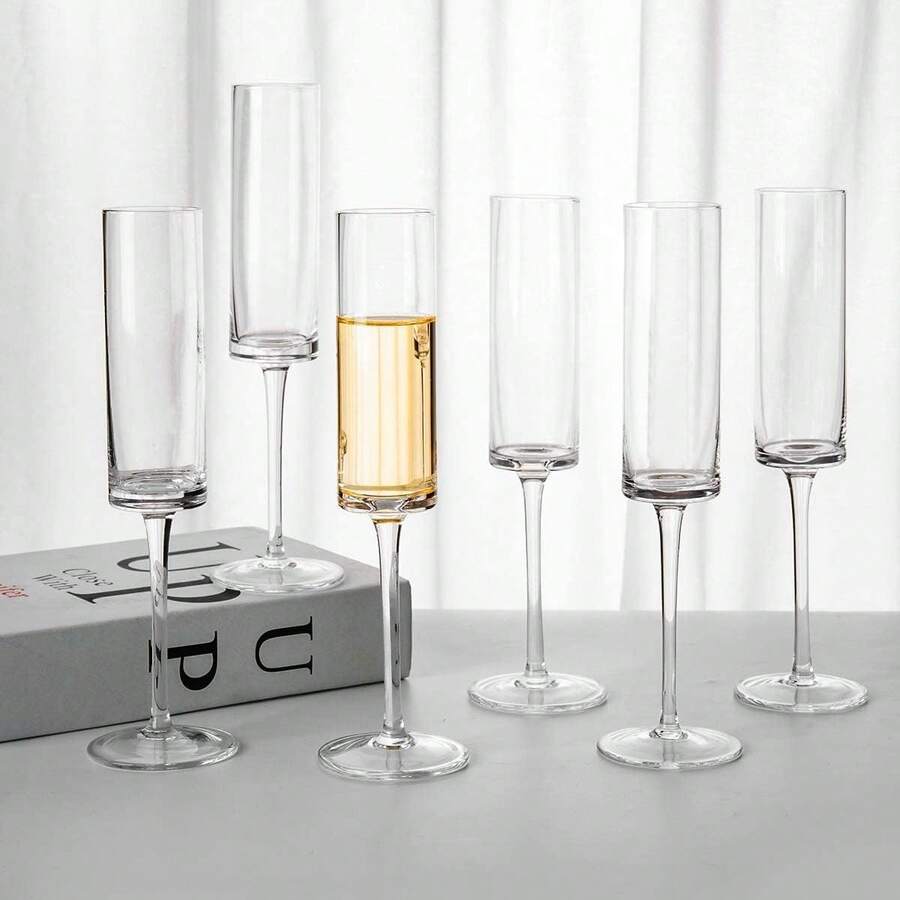 6盎司亚克力香槟杯,1/2/4/6/12件套,长柄设计 - 适用于起泡酒、婚礼、周年纪念、派对、生日、海滩、户外等各种场合,也可作为可重复使用的慕斯杯。 - 彩色 - 查看 1