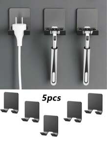 2 件 - 多功能手动剃须刀支架，带强力粘合钩、免打孔电源插头挂钩、剃须刀片收纳支架