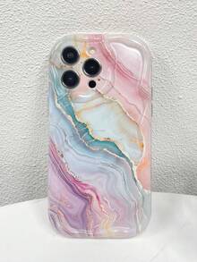 1pc Marble Texture Glossy Printed Thick & Shockproof Mobile Phone Case, Compatible With Apple &  Series - Nhiều màu - Xem 5