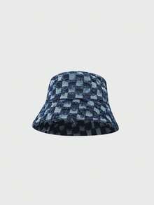 1pc Women Vintage Distressed Metal Decor Brim Fisherman Hat, Fashionable Casual Sunhat, Korean Style Student Couple Outdoor Sun Protection Large Brim Bucket Hat - Multicolor - View 11